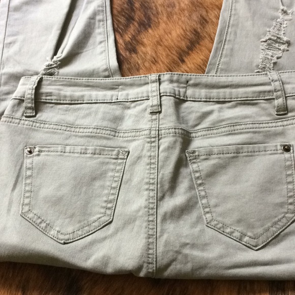 πHPπ Khaki Green Cotton Jeans with Cute Patches - Picture 6 of 8